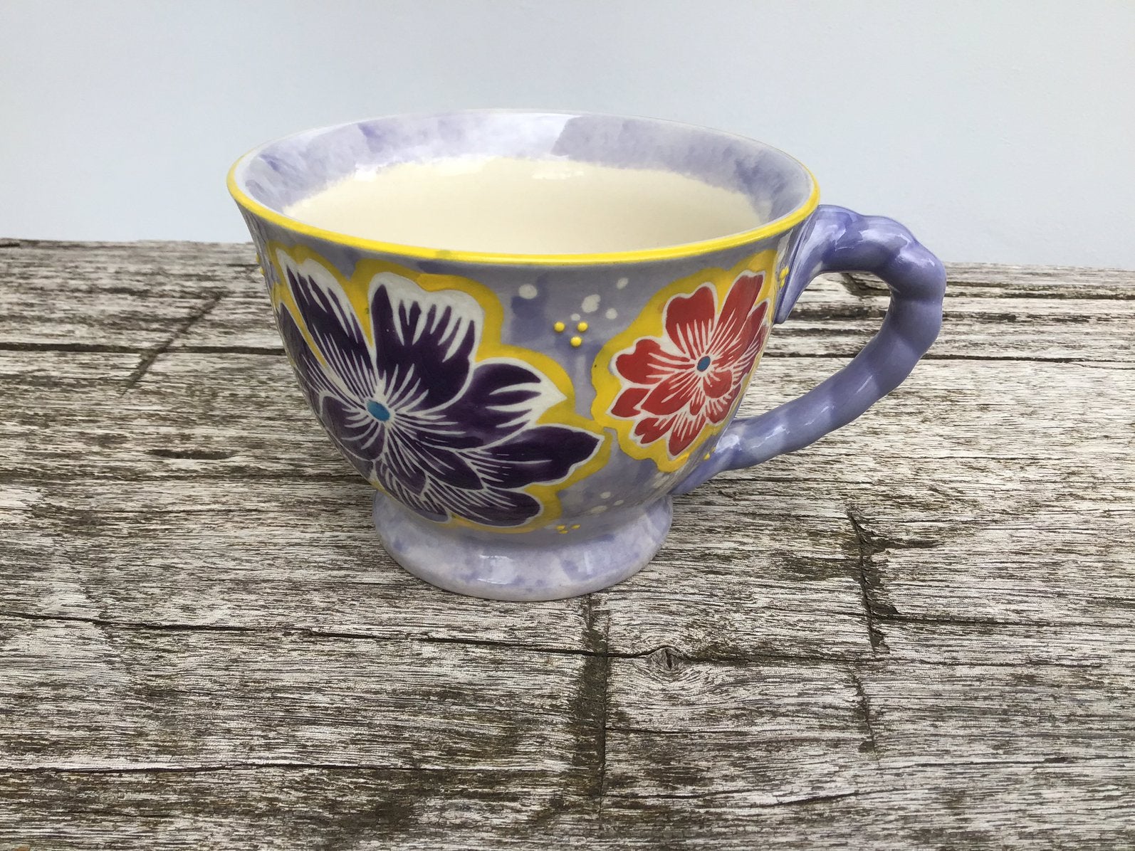 Mok met bloemen, Ophalen of Verzenden, Zo goed als nieuw, Overige stijlen, Kop(pen) en/of Schotel(s)