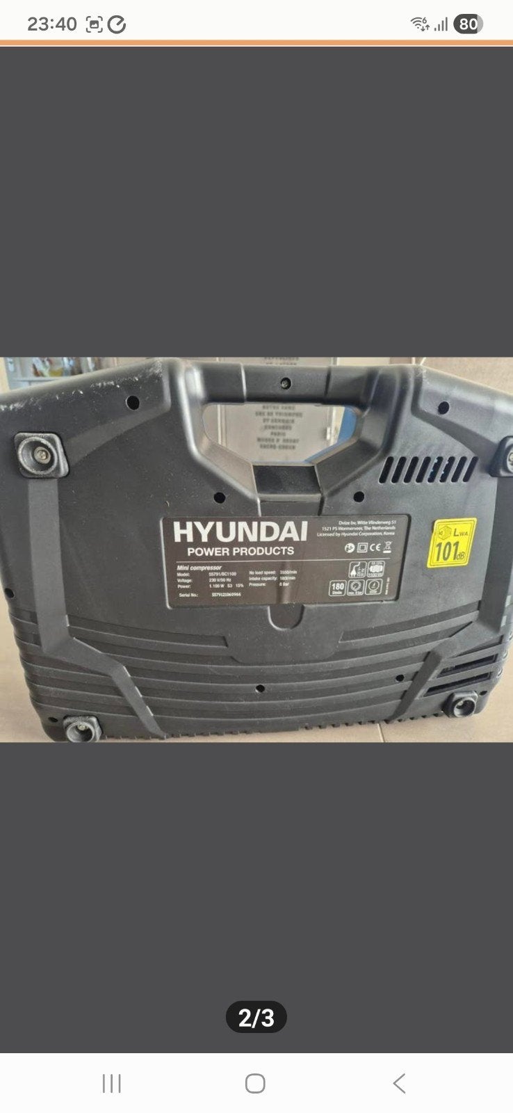 Hyundai Mini Compressor - Draagbaar en Krachtig, Doe-het-zelf en Verbouw, Ophalen of Verzenden, Zo goed als nieuw, Minder dan 200 liter/min