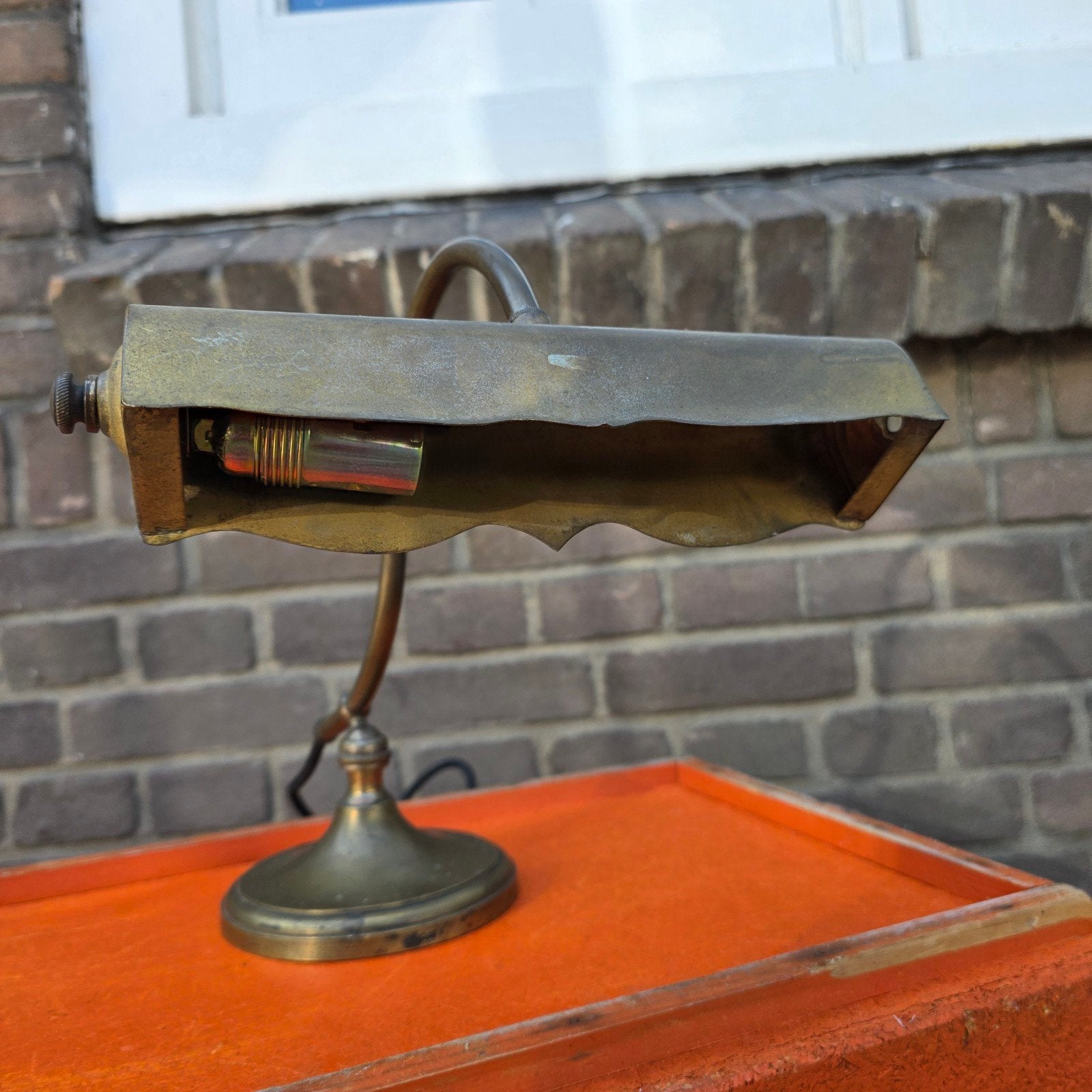Antieke Notarislamp met Nieuwe Bekabeling en Metalen Fitting, Ophalen of Verzenden