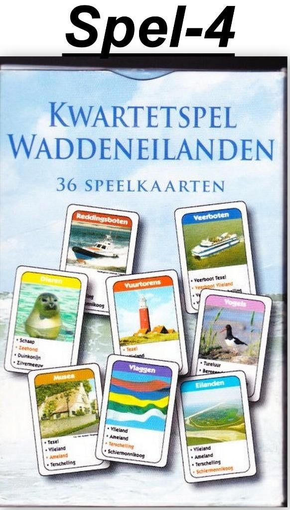 Spel - 4 --- Kwartetspel Waddeneilanden, Verzamelen, Speelkaarten, Jokers en Kwartetten, Ophalen of Verzenden, Zo goed als nieuw