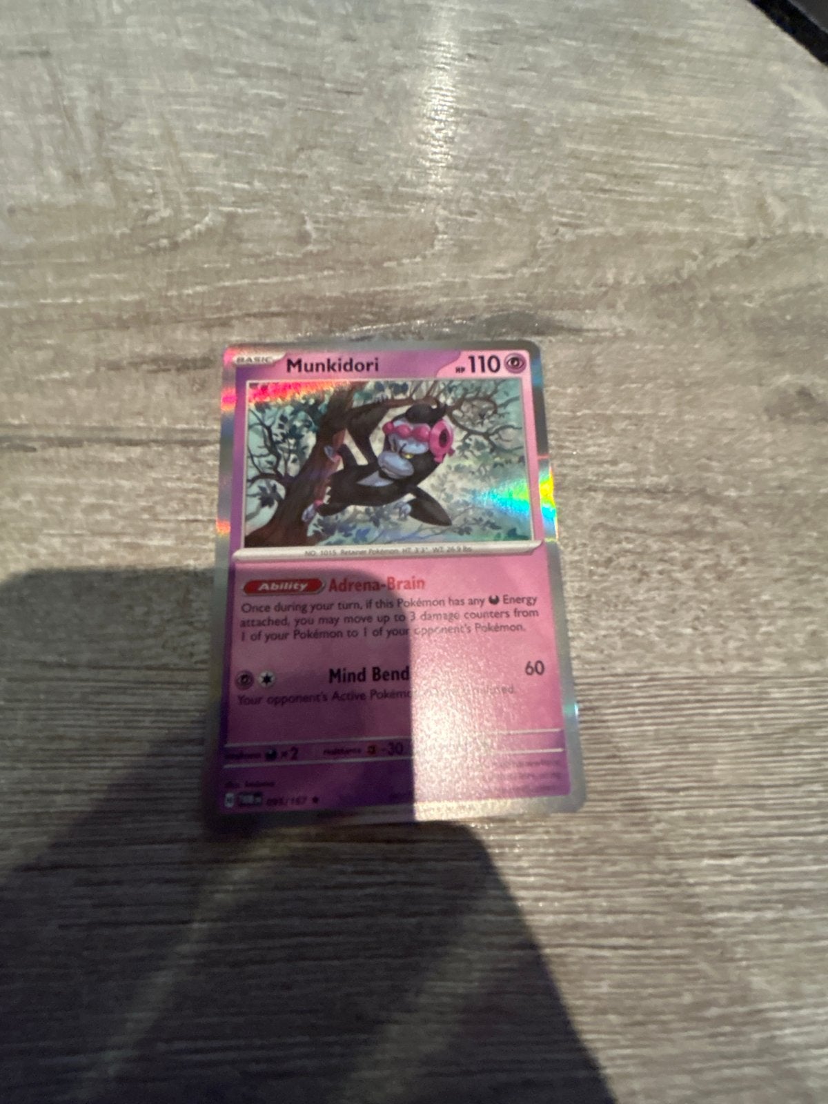 Munkidori 110 Pokémon kaart - Adrena-Brain, Ophalen of Verzenden, Zo goed als nieuw, Losse kaart, Foil