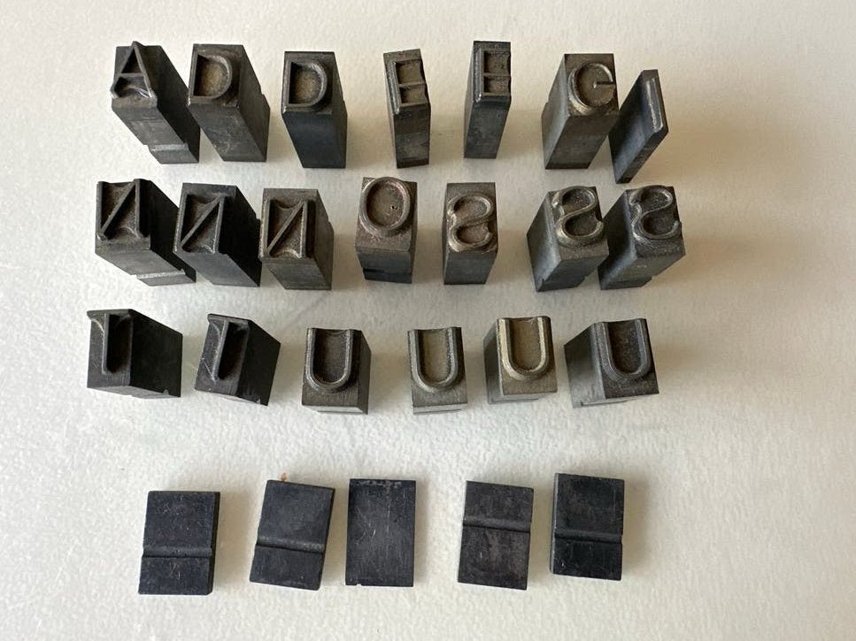 Vintage Loodzetsels - Letterpers Drukletters, Ophalen of Verzenden