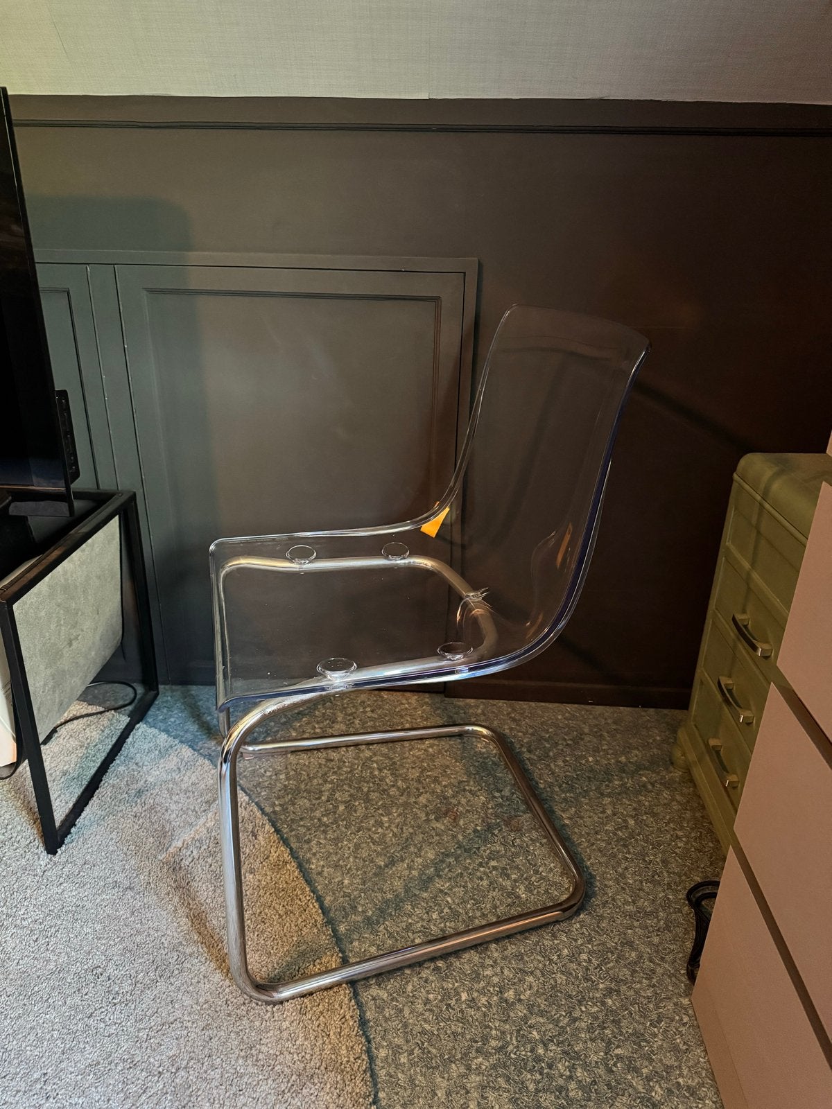 IKEA Tobias stoel - transparant met chromen onderstel, Ophalen, Kunststof, Gebruikt, Overige kleuren