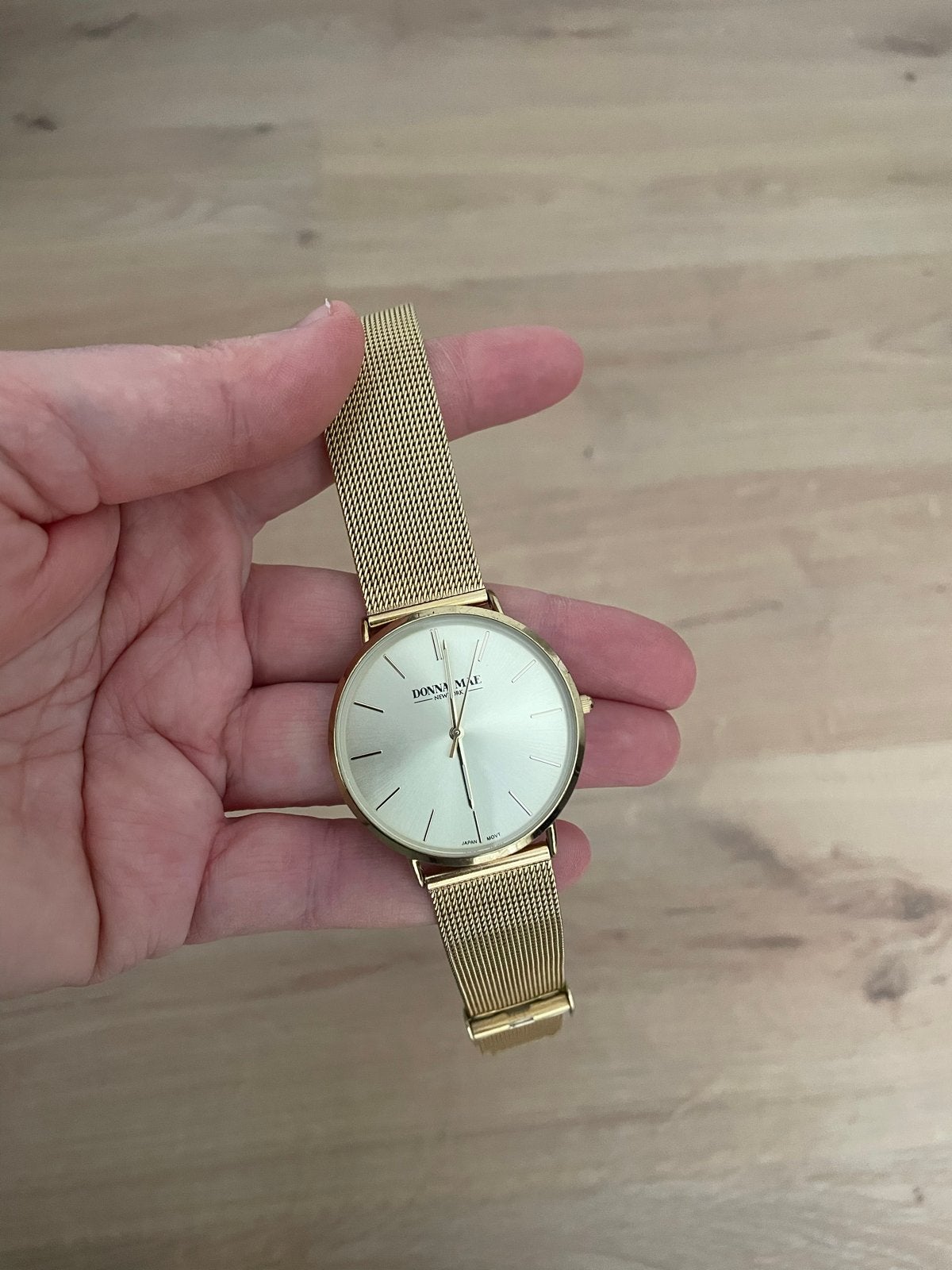 Gouden Donna Mae Polshorloge - Zo goed als nieuw, Overige merken, Staal, Polshorloge, Ophalen of Verzenden