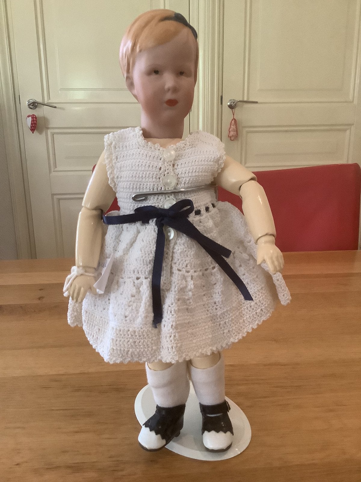 Juliana popje , als  kind replica  gemerkt Heubach 30cm., Ophalen of Verzenden, Zo goed als nieuw, Pop