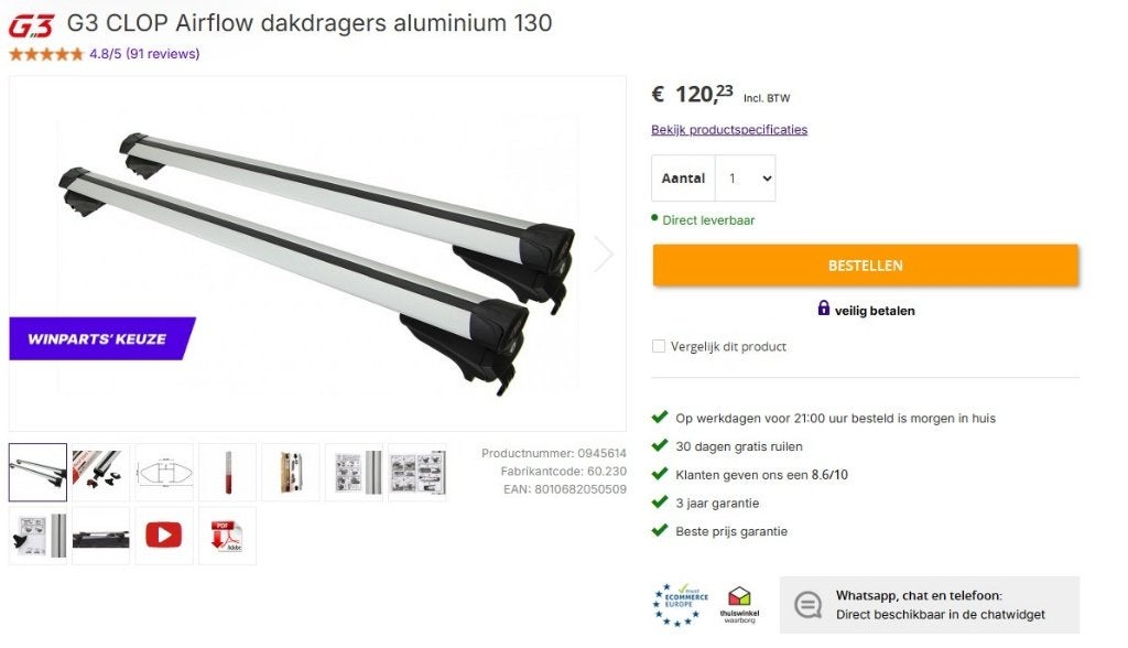 Dakdragers Mercedes C klasse (S205), Auto diversen, Ophalen, Zo goed als nieuw