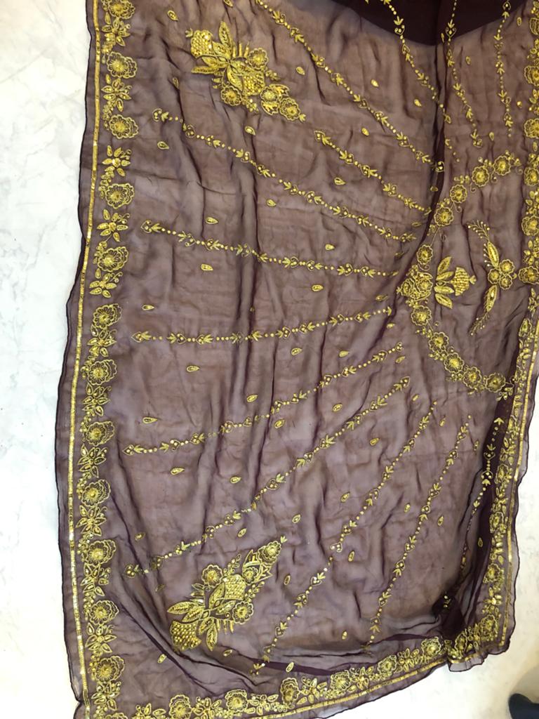 Indiase sari kant en klaar geplooid zonder blouse, Ophalen of Verzenden, Zo goed als nieuw