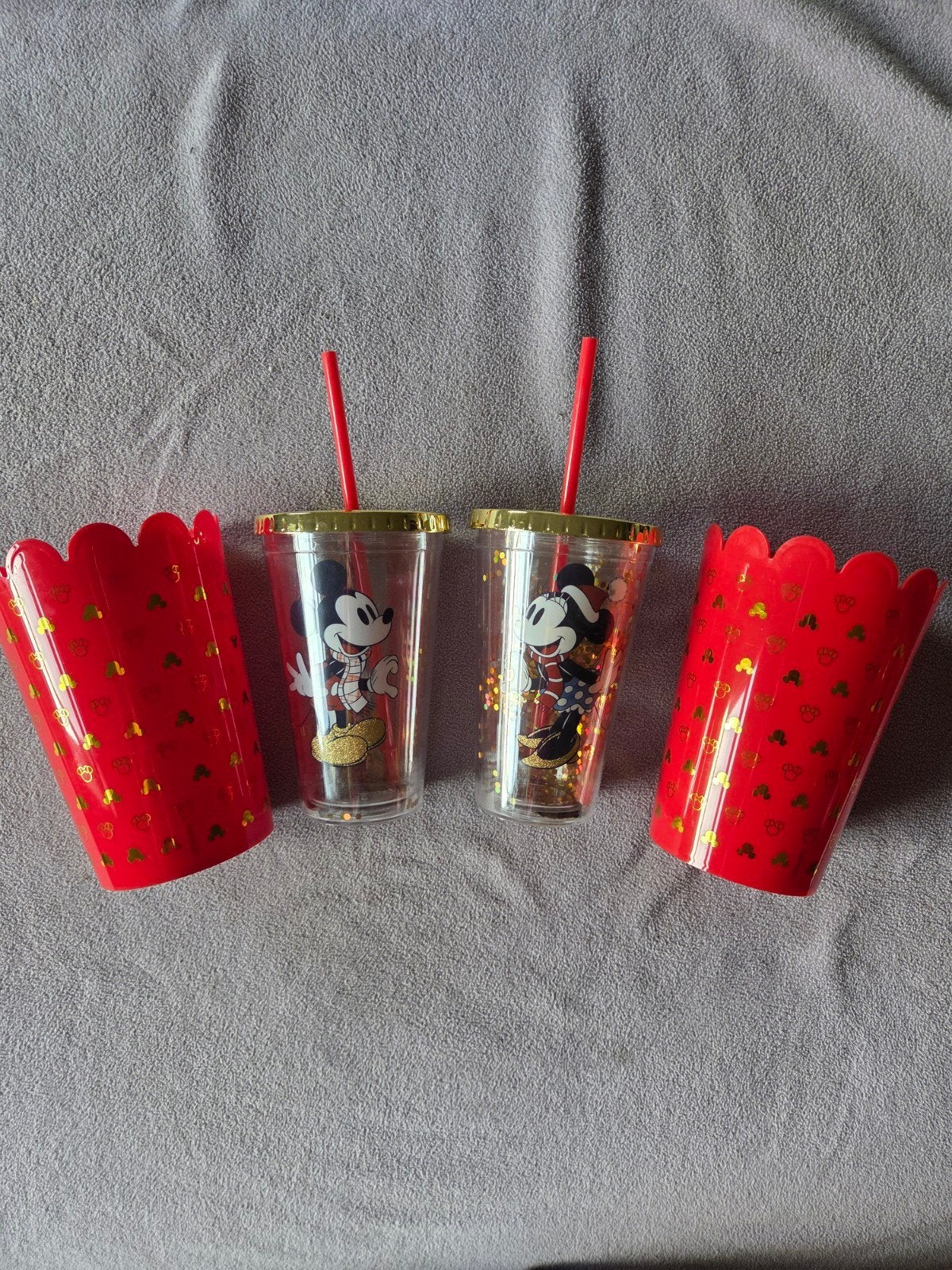 Disney Mickey & Minnie Mouse kerst beker + popcorn, Verzamelen, Ophalen of Verzenden, Mickey Mouse, Zo goed als nieuw, Servies