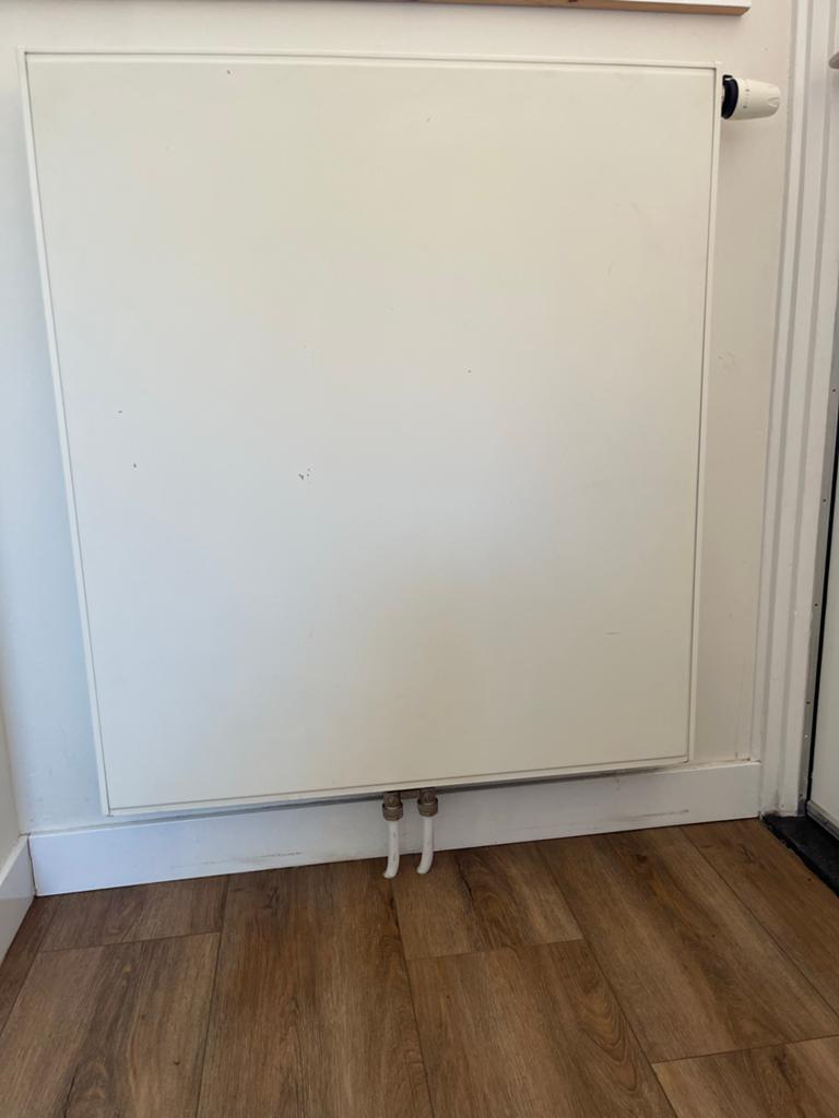 Moderne mat witte radiator 80,5x90,5 cm, Ophalen, Gebruikt, Radiator, 60 tot 150 cm