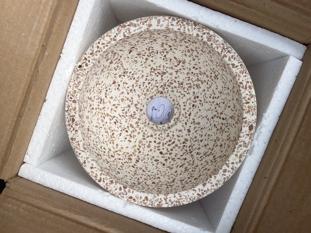 Waskom Differnz River - 23x23x12cm - terrazzo beige, Ophalen of Verzenden, Nieuw, Steen, Wastafel