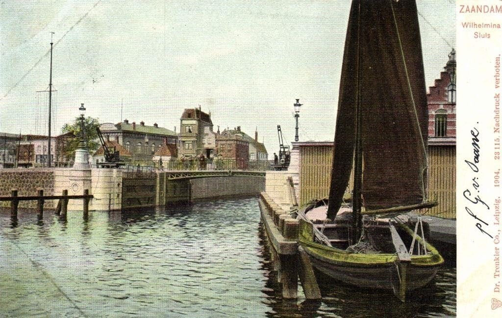 Zaandam, Wilhelmina Sluis - schip - 1904 gelopen, Verzamelen, Verzenden, Voor 1920, Gelopen, Noord-Holland
