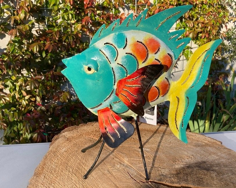 VIS DORANG METAAL HANDMADE met waxinehouder 34x29 CM, Meerkleurig, -, -, Nieuw