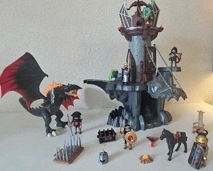 Playmobil 4836 Drakenburcht, Draak (geeft licht) & Figuren, Complete set, Ophalen of Verzenden, Zo goed als nieuw, Kasteel/Fort