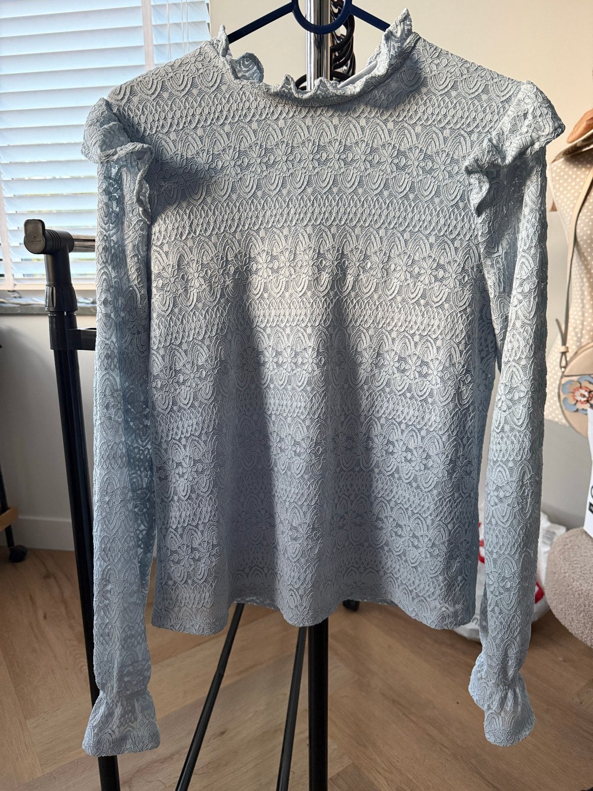 Vila Kanten Top met Lange Mouwen - Lichtblauw, Blauw, Ophalen of Verzenden, Zo goed als nieuw, Lange mouw