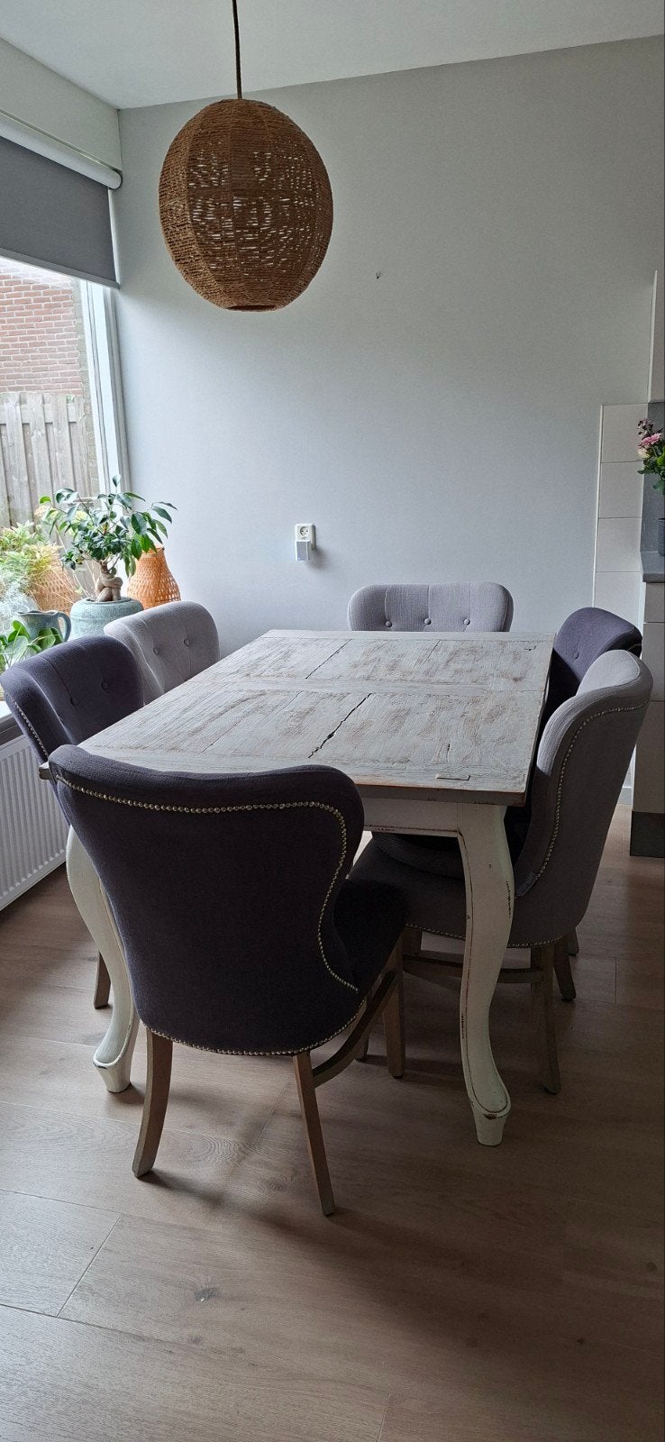 eettafel met stoelen massief hout, Ophalen, Gebruikt, Klassiek, 4 tot 6 stoelen