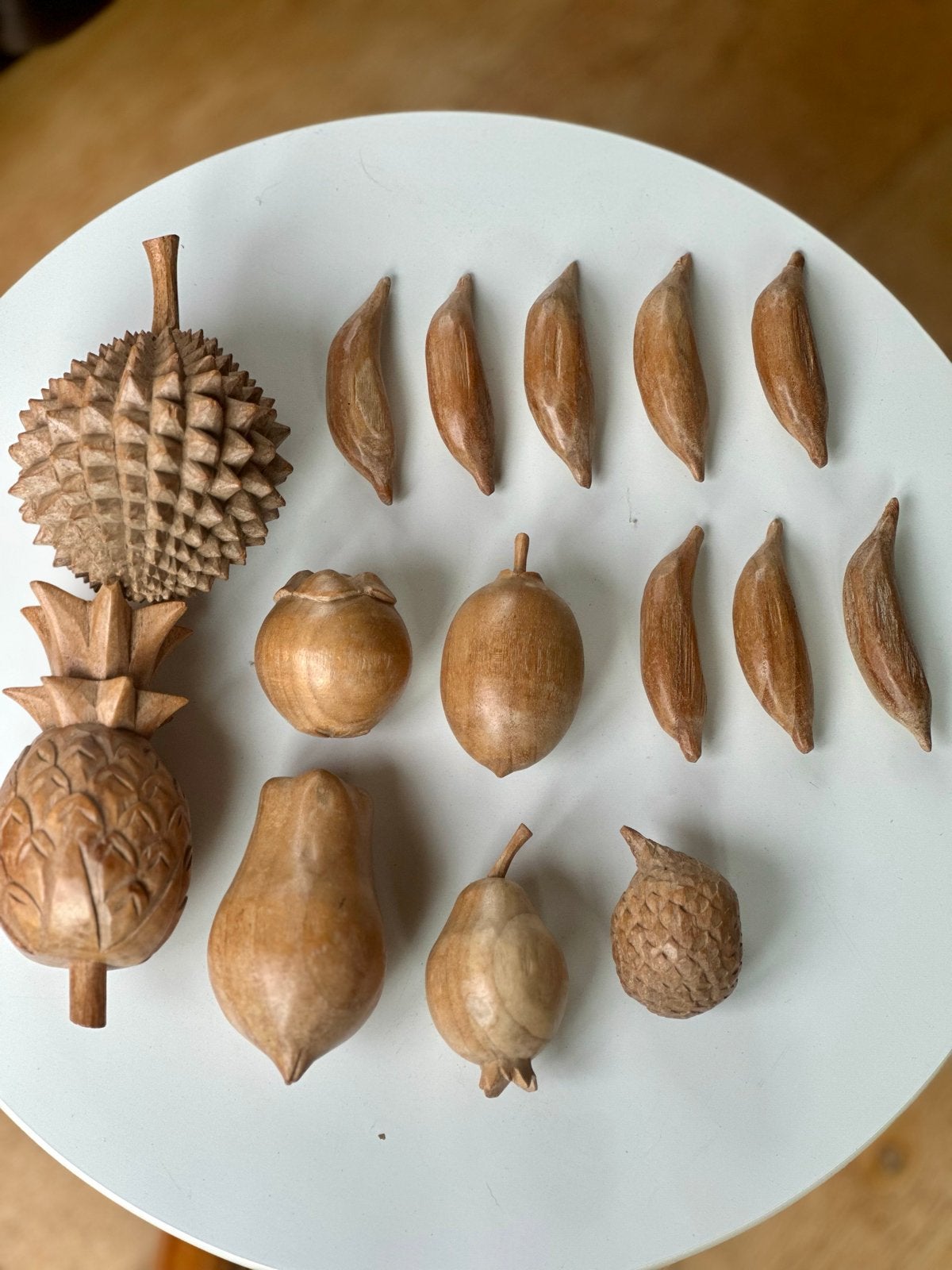 Houten fruit en groenten decoratie set, Overige typen, Minder dan 20 cm, Ophalen of Verzenden, Handgemaakt