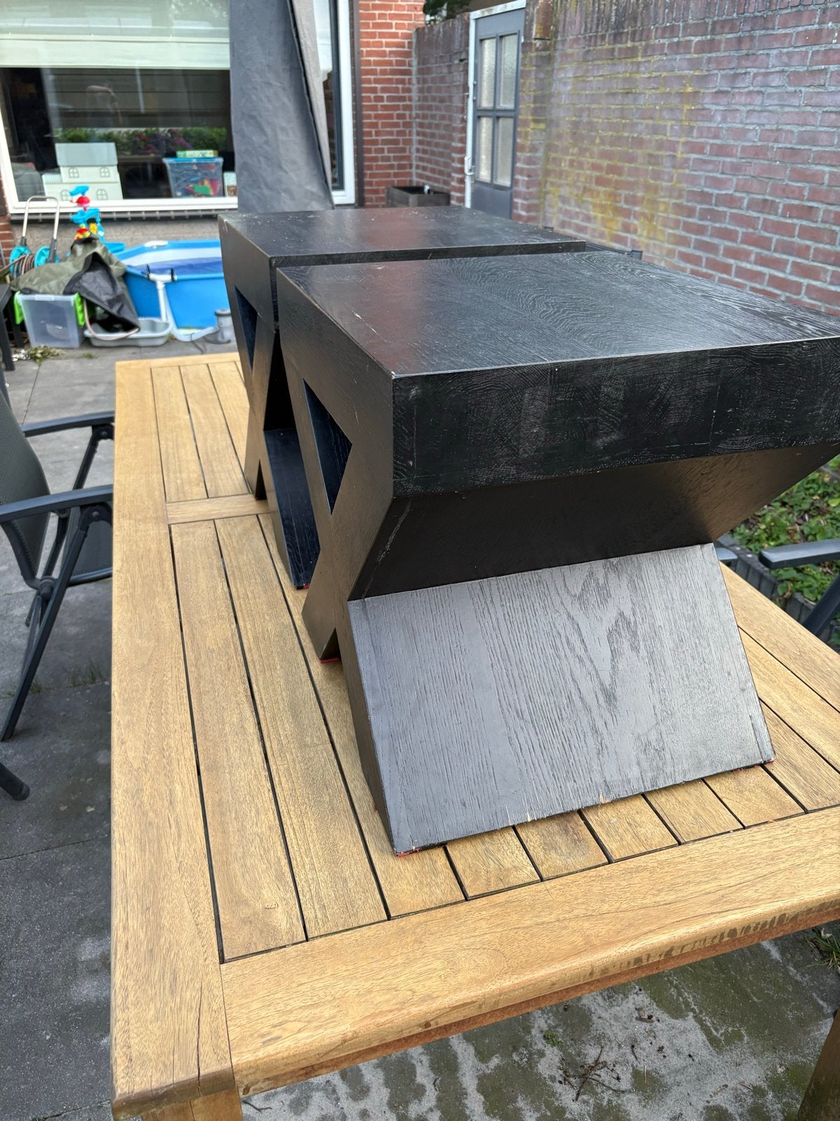 Bijzettafel Cruzado - Zwart (51x47x50 cm), Huis en Inrichting, Minder dan 55 cm, Gebruikt, Overige vormen, Hout
