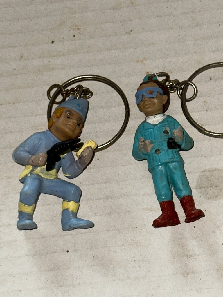 Vintage Thunderbirds Sleutelhangers Jaren 60 - Alan & Brains, Ophalen, Gebruikt