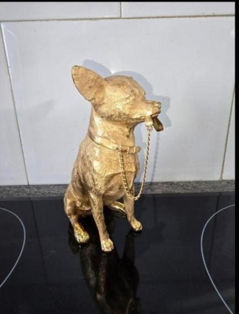 Een prachtig gouden beeldje van een Chihuahua., Verzamelen, Ophalen of Verzenden, Nieuw, Dier
