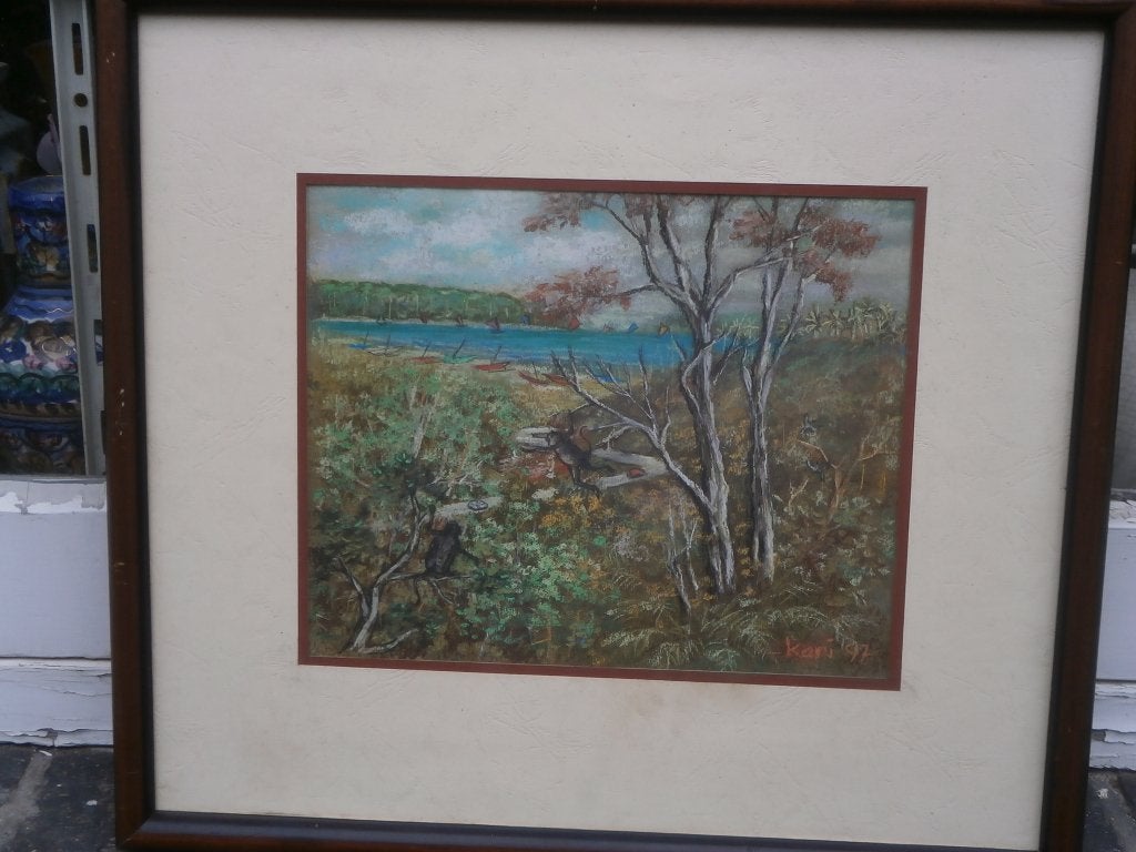 2 Mooie Land. Pastellen LOMBOK (Ind) van Kari Mooie lijsten, Indonesië, Ophalen, Schilderij, Papier/karton