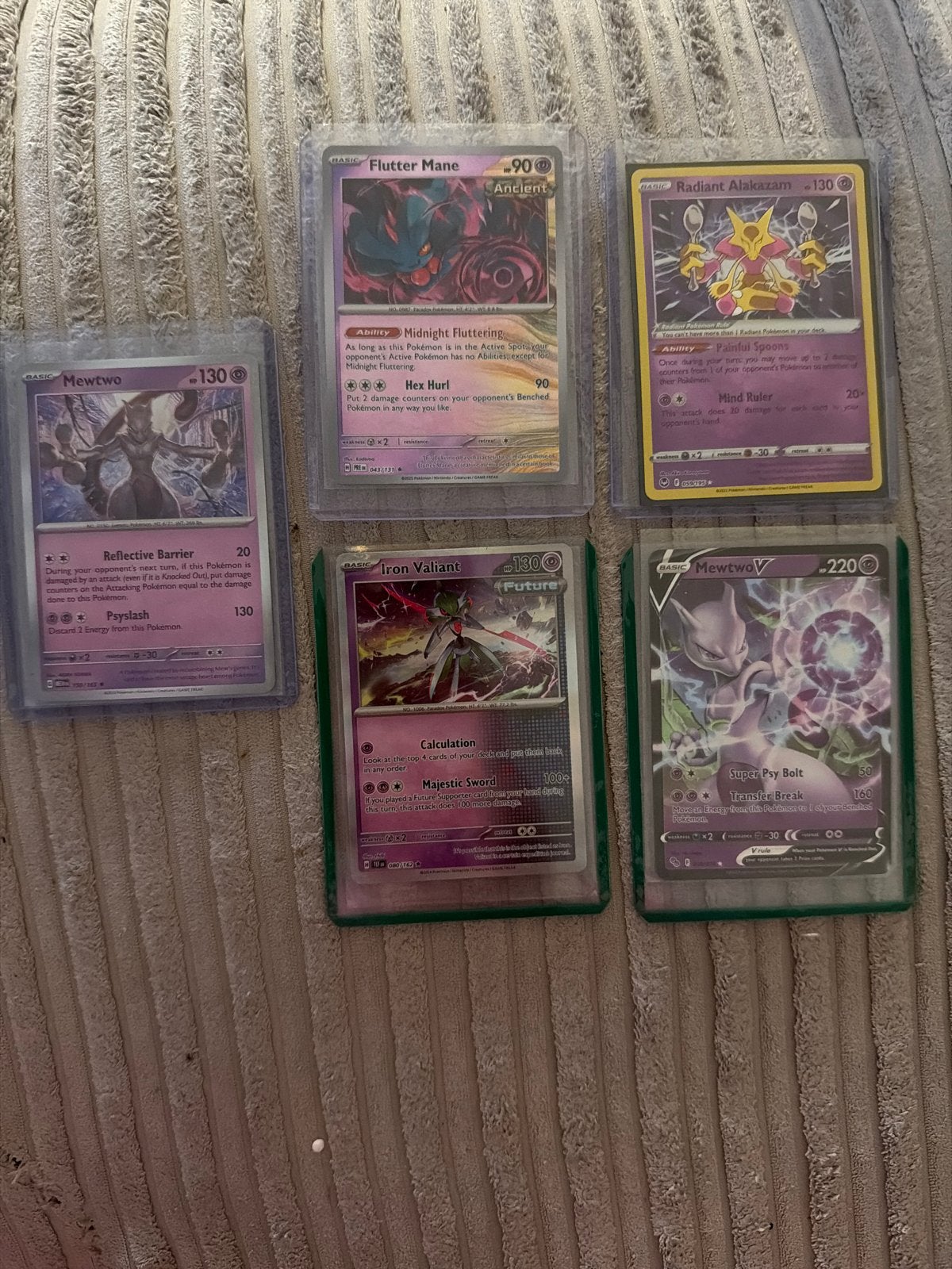 Pokémon Kaarten Bundel: Mewtwo, Flutter Mane, Alakazam, Ophalen of Verzenden, Zo goed als nieuw, Meerdere kaarten
