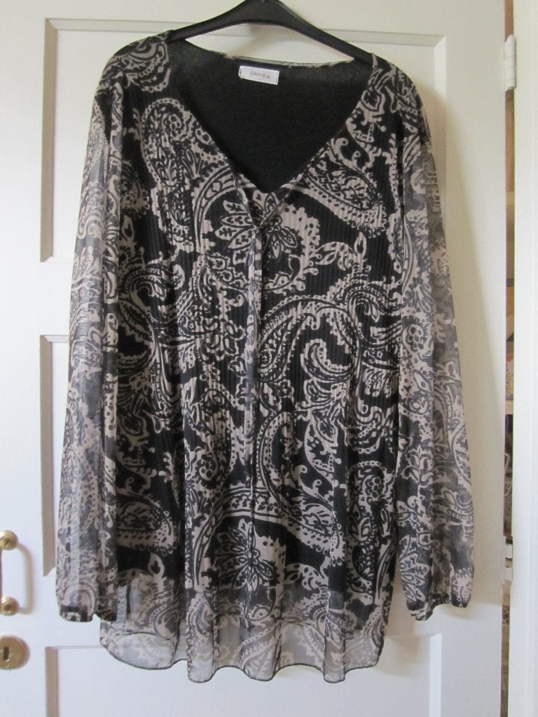 Paprika Zwart/creme Tuniek - Blouse XXL 46/48, Ophalen of Verzenden, Zo goed als nieuw, Paprika, Blouse of Tuniek