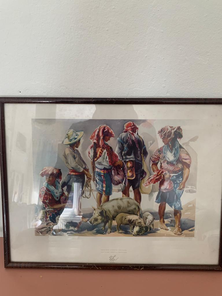 Vintage litho kunstwerk gesigneerd, Antiek en Kunst, Kunst | Schilderijen | Klassiek, Ophalen of Verzenden