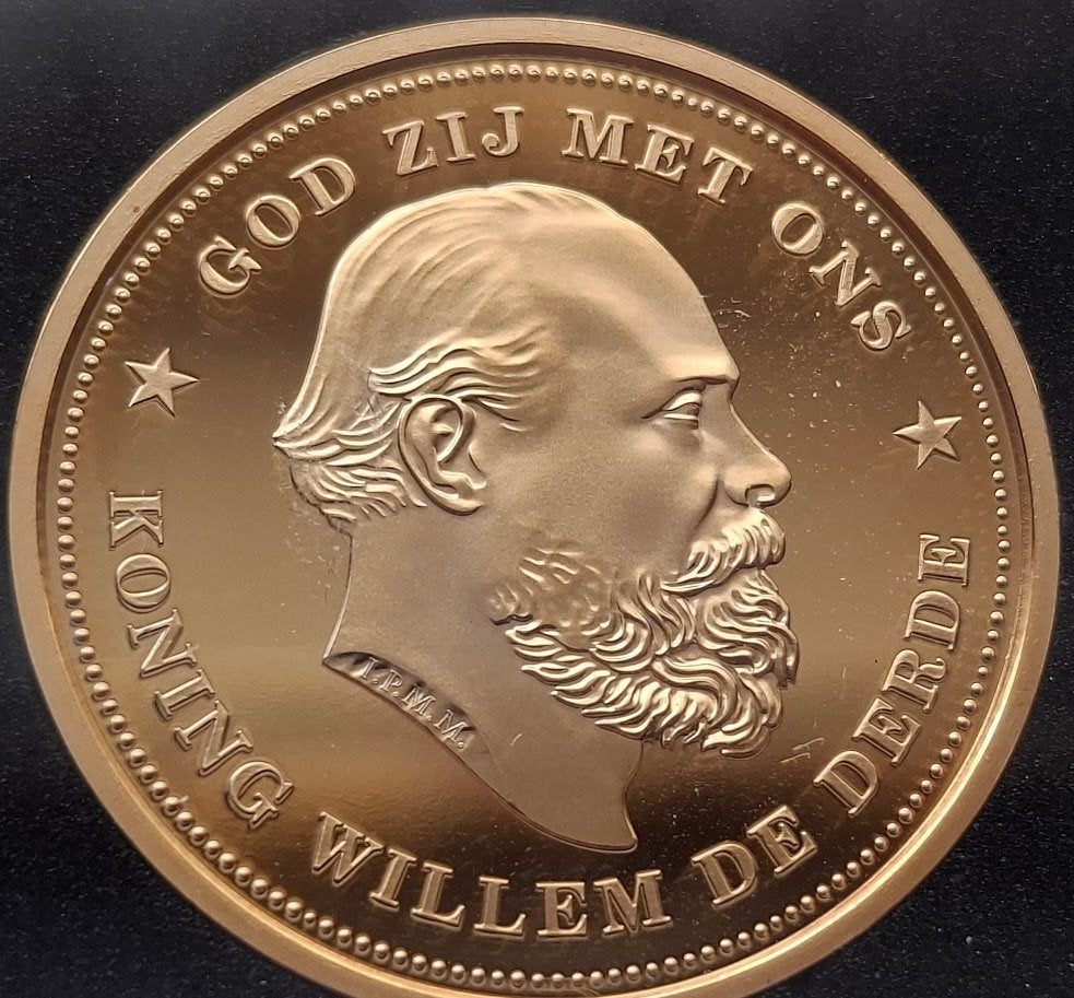 Originele Herslag 10 Gulden 1877 / 1879 - Koning Willem III, Verzenden, Brons, Nederland
