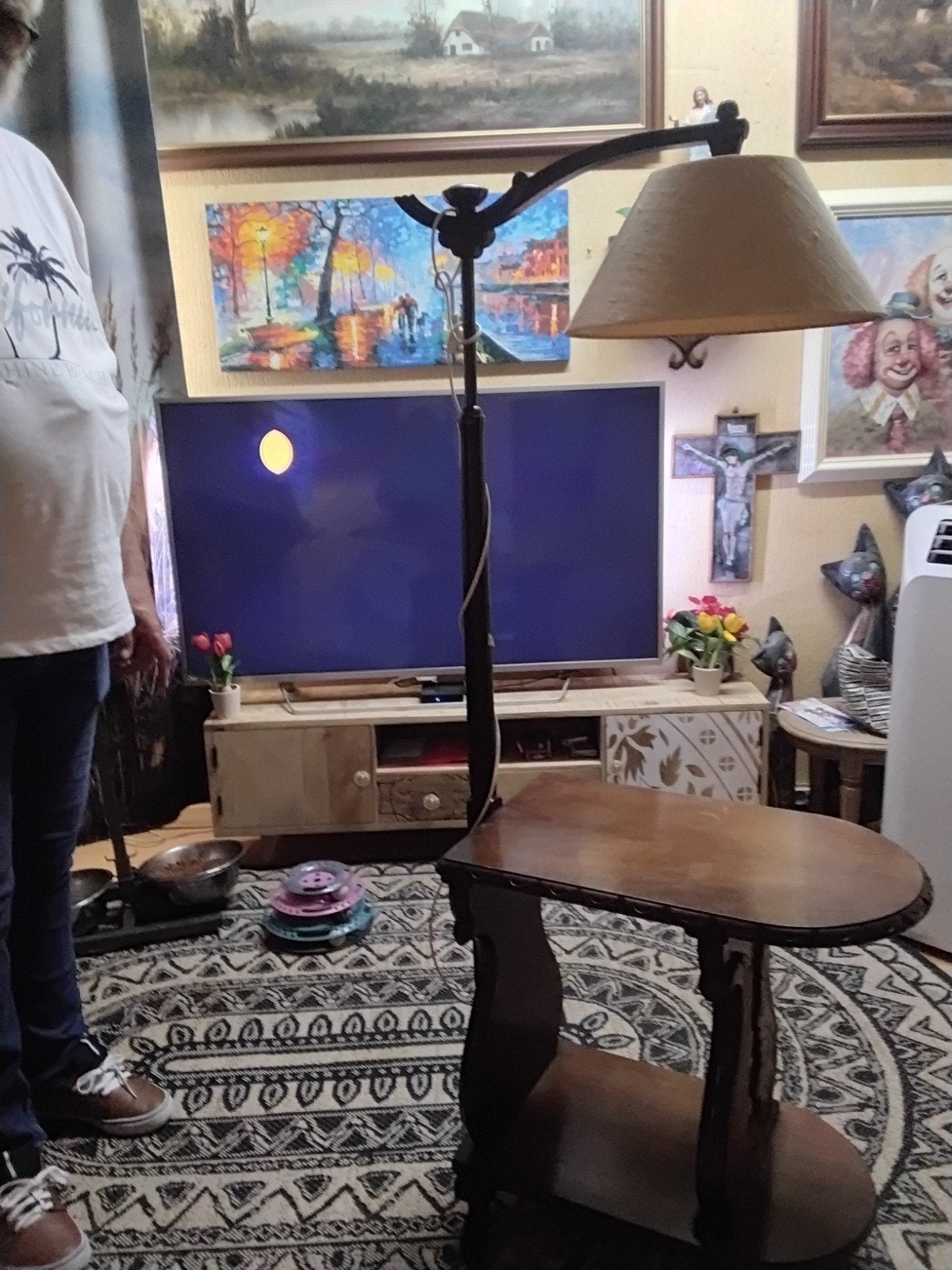 Antiek met wieltjes lamp, Huis en Inrichting, Lampen | Vloerlampen, Ophalen of Verzenden, Minder dan 100 cm