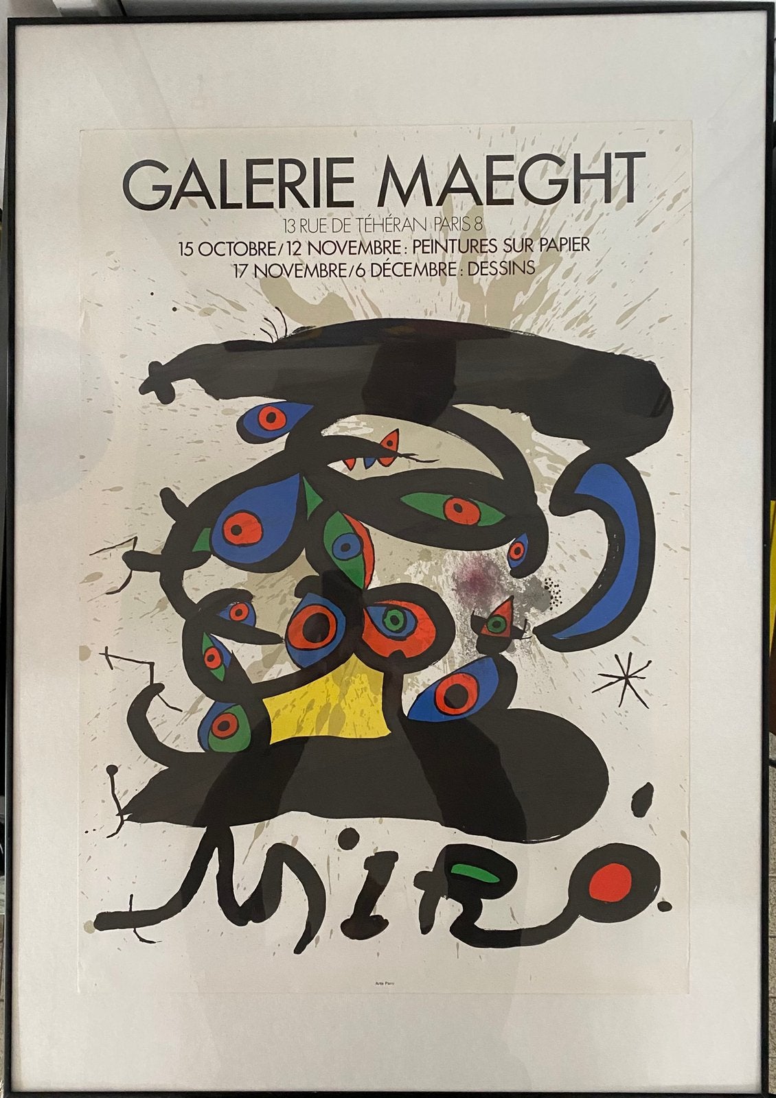 Miro tentoonstellings affiche Galerie Maeght , Parijs 1971, Ophalen, Gebruikt, Onbekend, Print