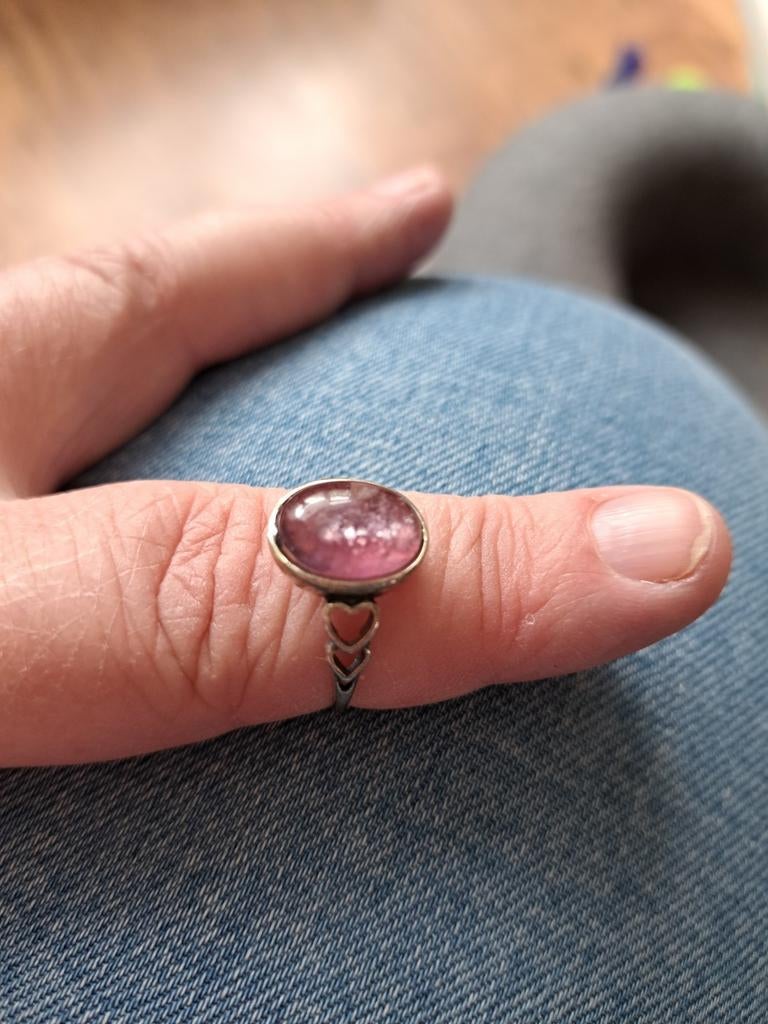 Ring paarse micca echt zilver verstelbaar, Sieraden, Tassen en Uiterlijk, Ringen, Ophalen of Verzenden, Paars, Zilver, Dame