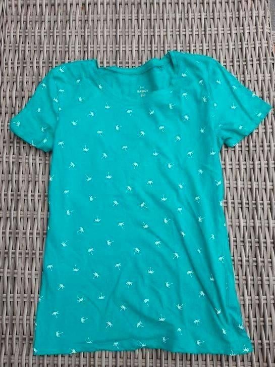 C&A Basics groen T shirt met palmbomen maat XS., Kinderen en Baby's, Kinderkleding | Maat 164, C&A, Meisje, Ophalen of Verzenden