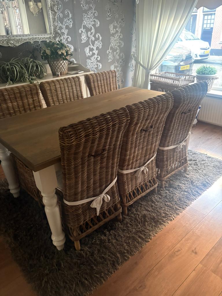 Riviera Maison lookalike eetkamerstoelen 6 stuks, Huis en Inrichting, Stoelen, Ophalen, Zo goed als nieuw, Bruin, Vijf, Zes of meer stoelen