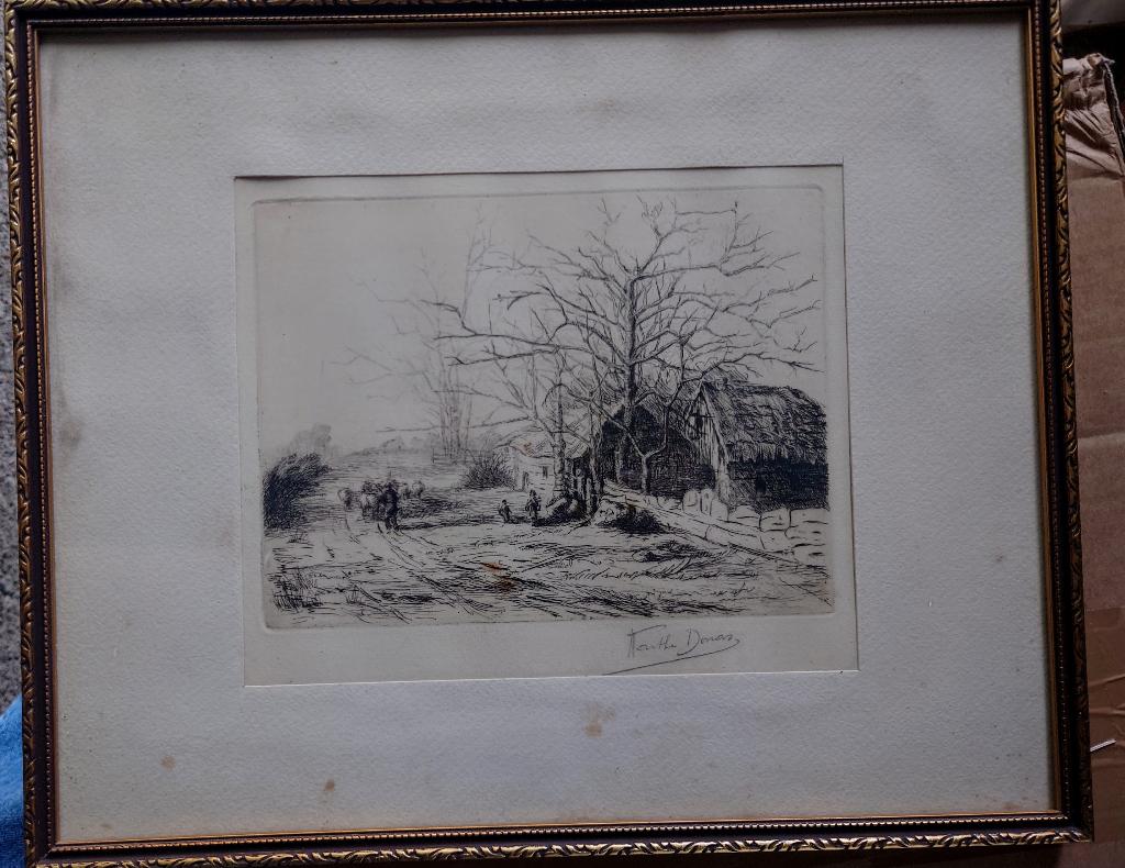 Marthe DONAS (1885-1967) Landschap Ierland 1915 ets, gesign., Ets, Ophalen of Verzenden, 15 cm, Gesigneerd