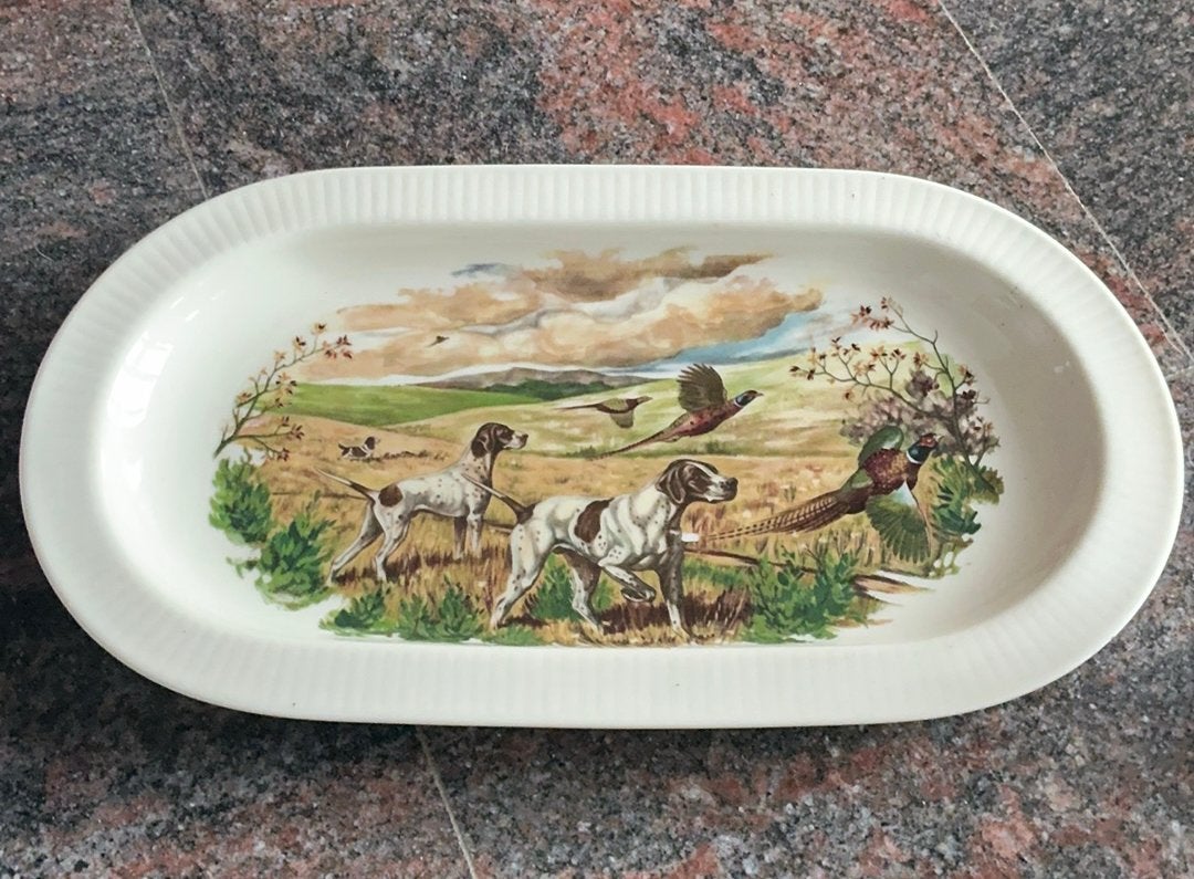 ovale serveerbord, met jachthonden, Ophalen of Verzenden