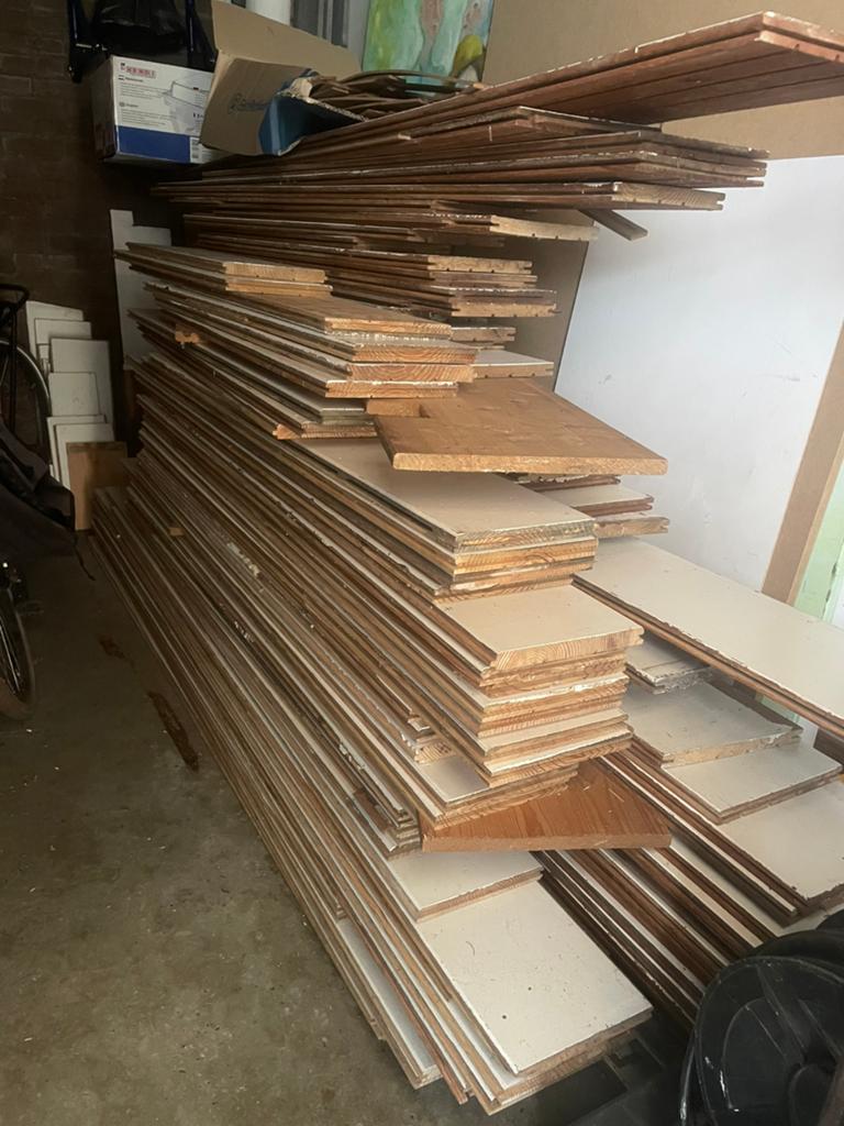 Eiken (en klein deel grenen) vloerdelen, Ophalen, Gebruikt, Vloerdelen of -planken, 10 m² of meer