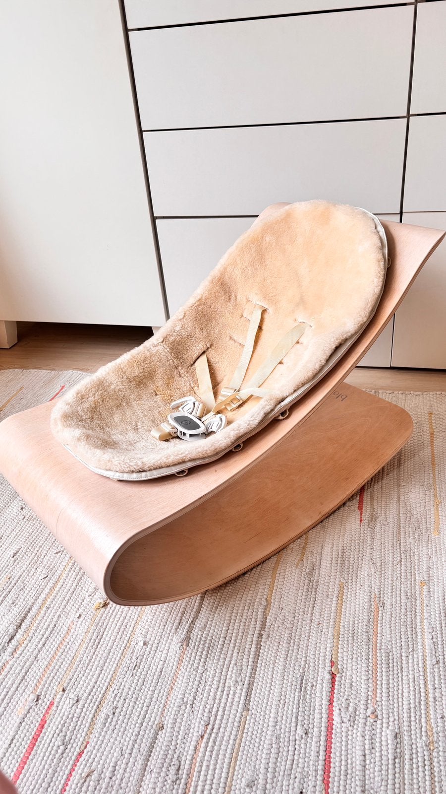BLOOM baby coco lounger wipstoel + wollen inlegger, Kinderen en Baby's, Ophalen, Gebruikt, Wipstoel
