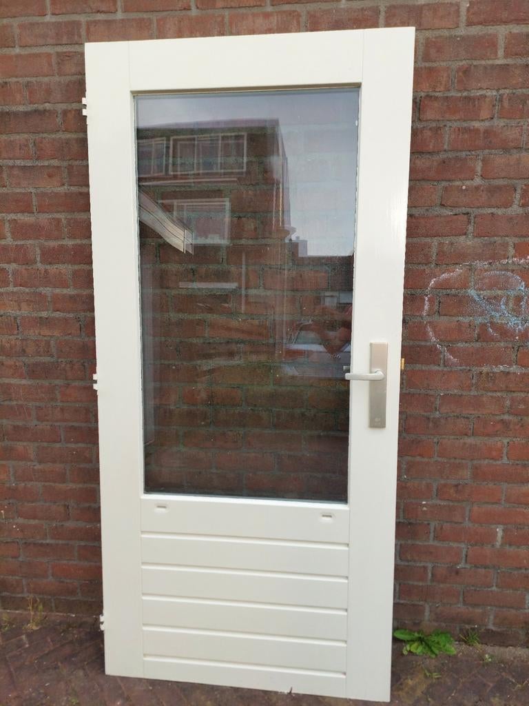 Hardhouten achterdeur / schuurdeur, Ophalen, Gebruikt, 80 tot 100 cm, Minder dan 200 cm