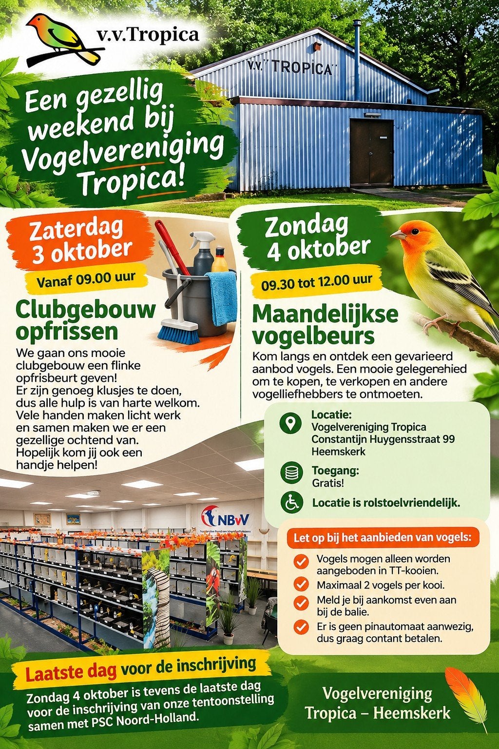 Een gezellig en actief weekend bij Vogelvereniging Tropica!
