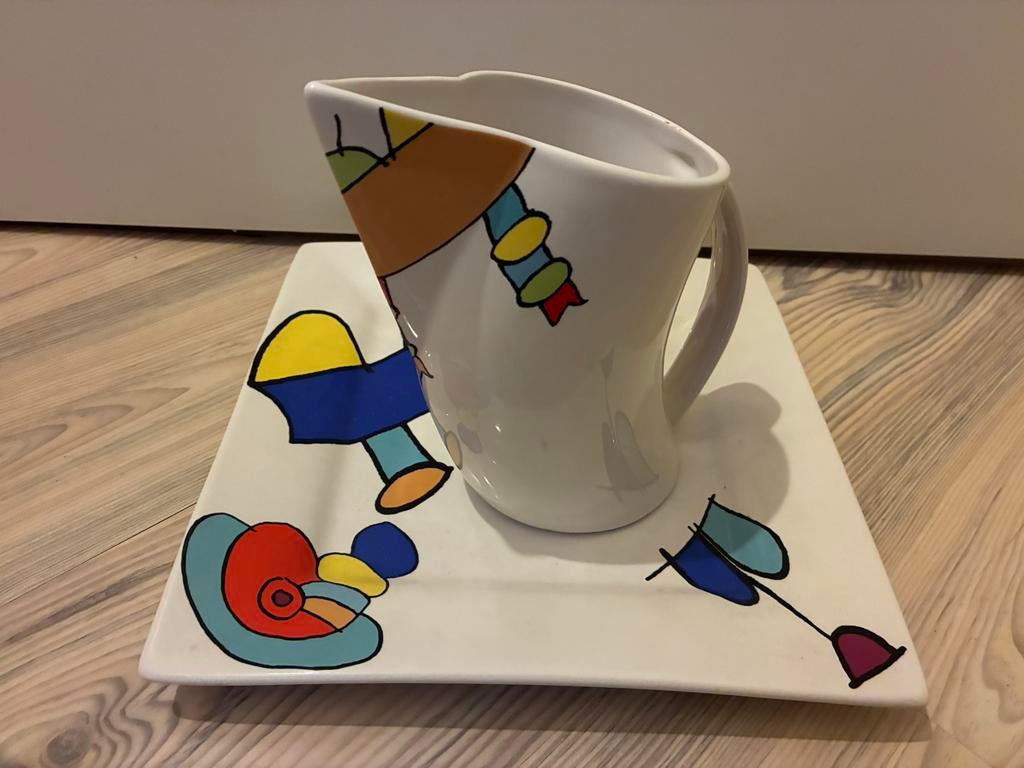 Vintage schenkkan en bord Otmar Alt design, Huis en Inrichting, Keuken | Servies, Zo goed als nieuw, Bord(en), Overige stijlen