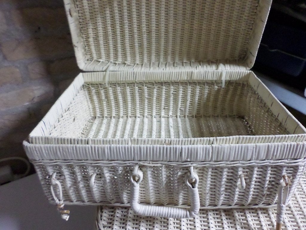 Prachtige Wit Rieten manden 2 stuks voor 10 euro, Mand, Verzenden, Zo goed als nieuw, Riet