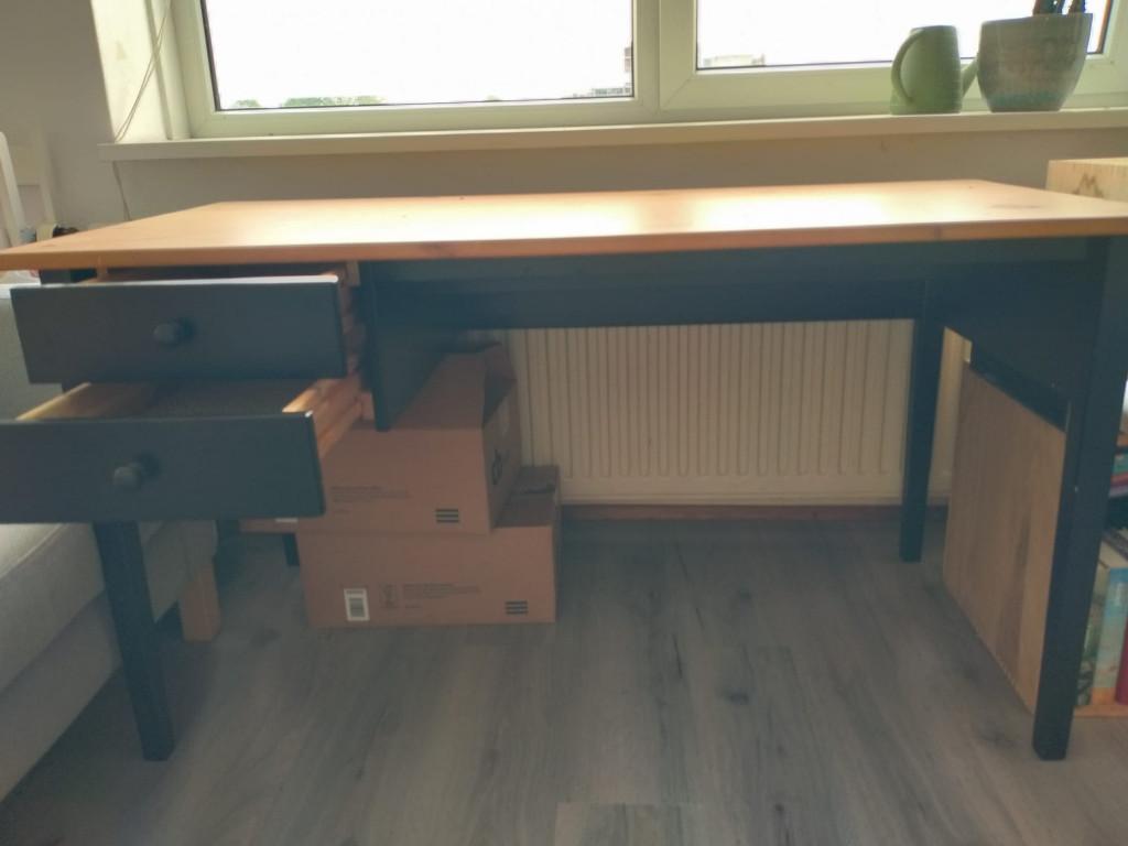 bureau, Huis en Inrichting, Bureaus, Ophalen, Hout, Bruin, Zo goed als nieuw