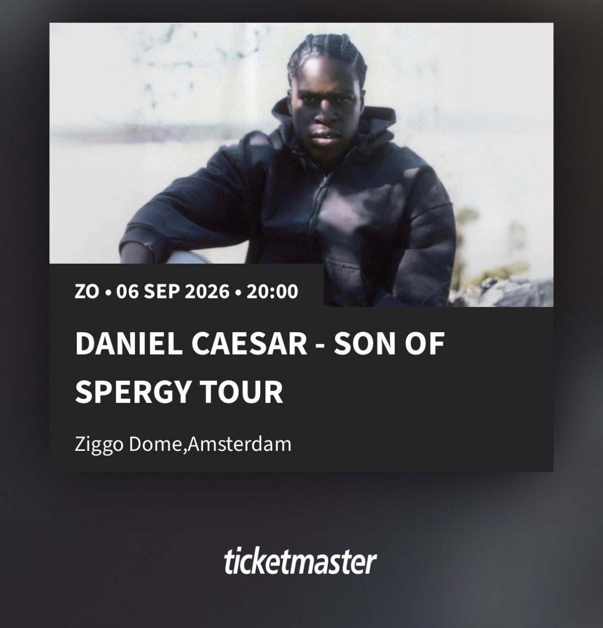 Daniel Caesar zitplaats 6 september Ziggo dome, Tickets en Kaartjes, Concerten | R&B en Hiphop, Eén persoon, September