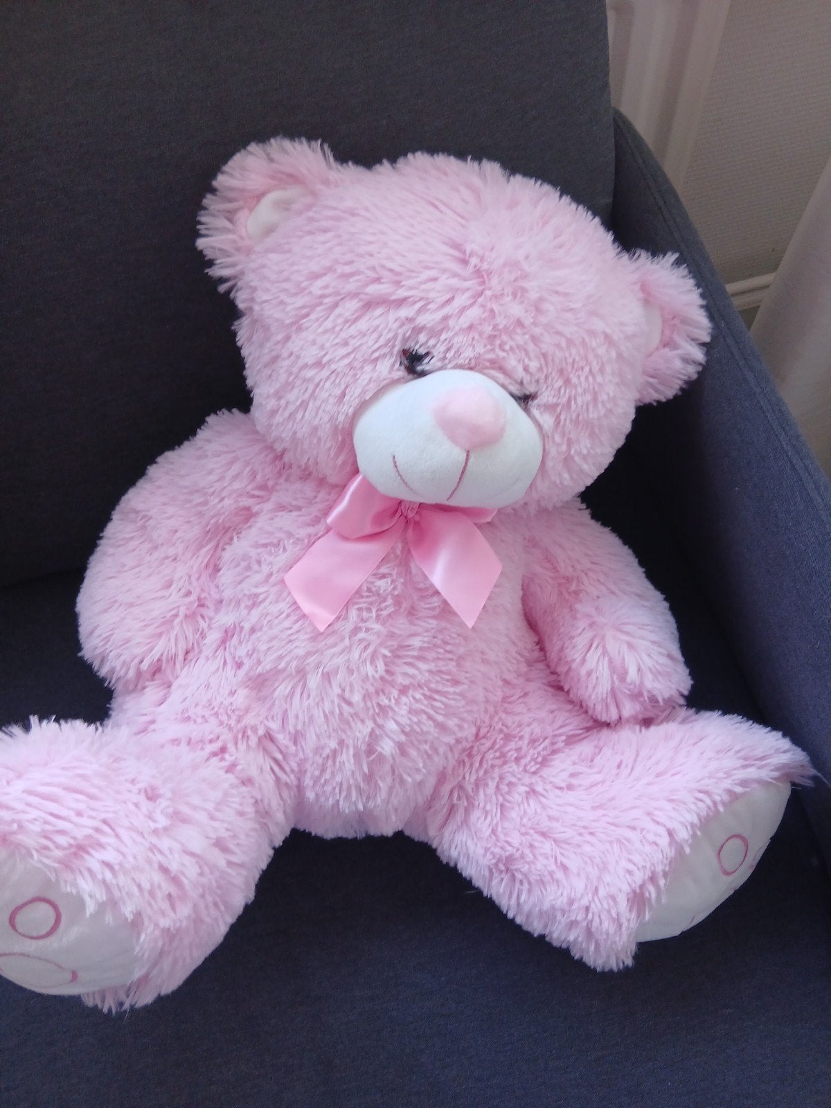 Grote Roze Knuffelbeer met Strik, Beer, Ophalen of Verzenden, Zo goed als nieuw, Middelgroot (20 tot 80 cm)