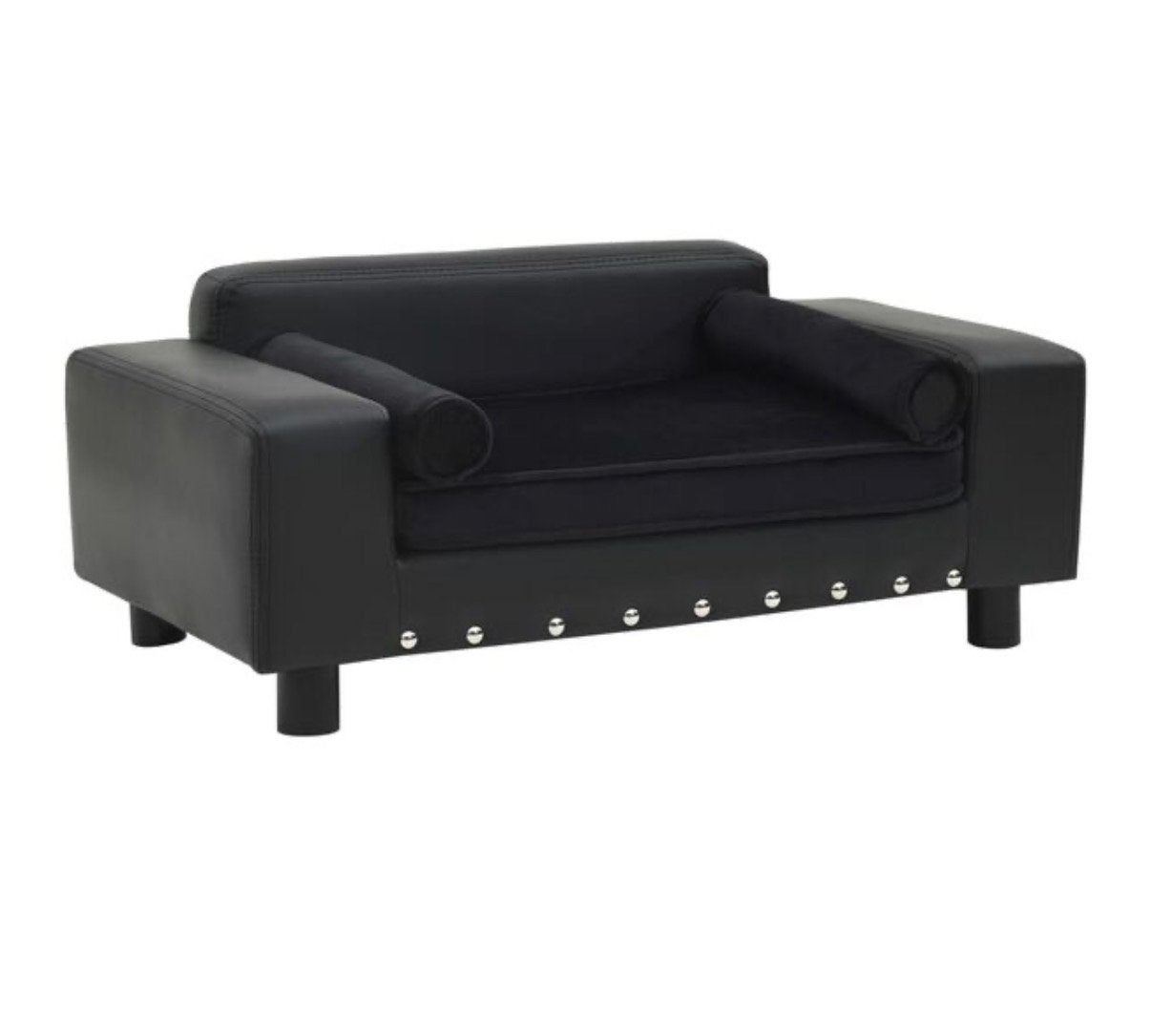 vidaXL Hondenbank 81x43x31 cm pluche en kunstleer zwart, Ophalen of Verzenden