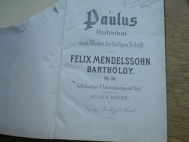 PAULUS ORATORIUM - MENDELSSOHN-BARTHOLDY - PIANO UITTREKSEL, Gebruikt, Ophalen of Verzenden, Religie en Gospel, Artiest of Componist