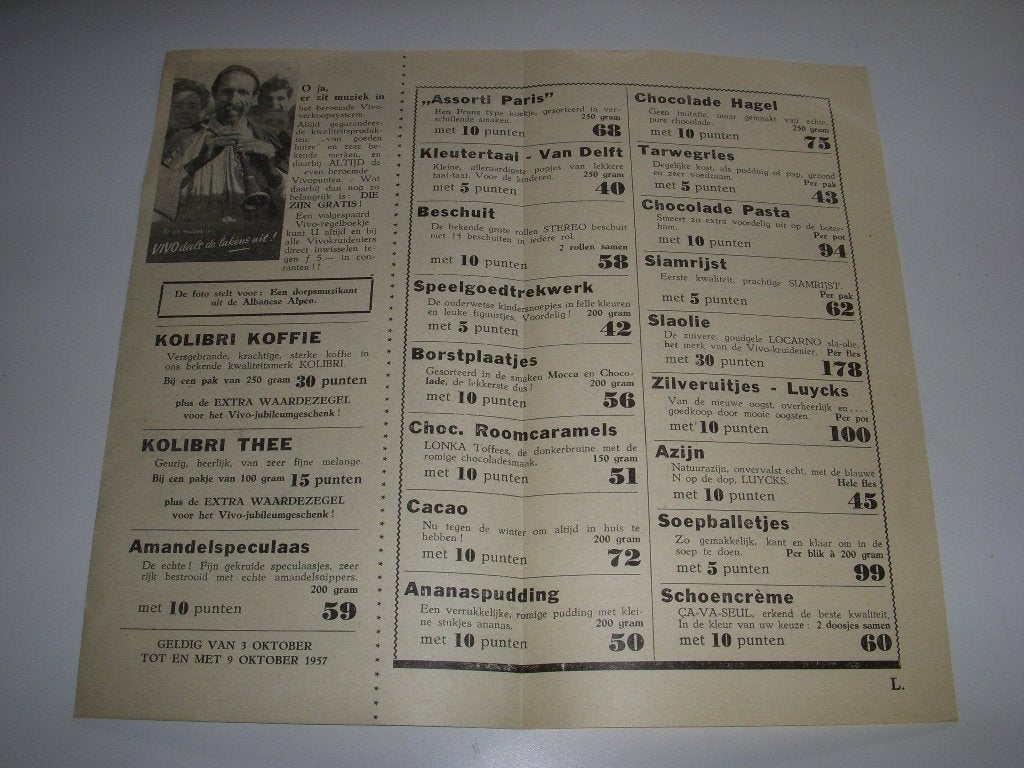 Reclamefolder van de VIVO kruidenier oktober 1957, Boeken, Catalogussen en Folders, Gelezen, Folder, VIVO kruidenier, Supermarkt