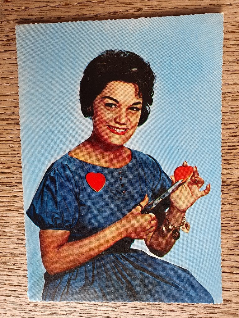 Connie Francis (usa)originele kleuren fotokaart  5 euro 50's, Foto, Ophalen of Verzenden, Zo goed als nieuw, 1940 tot 1960