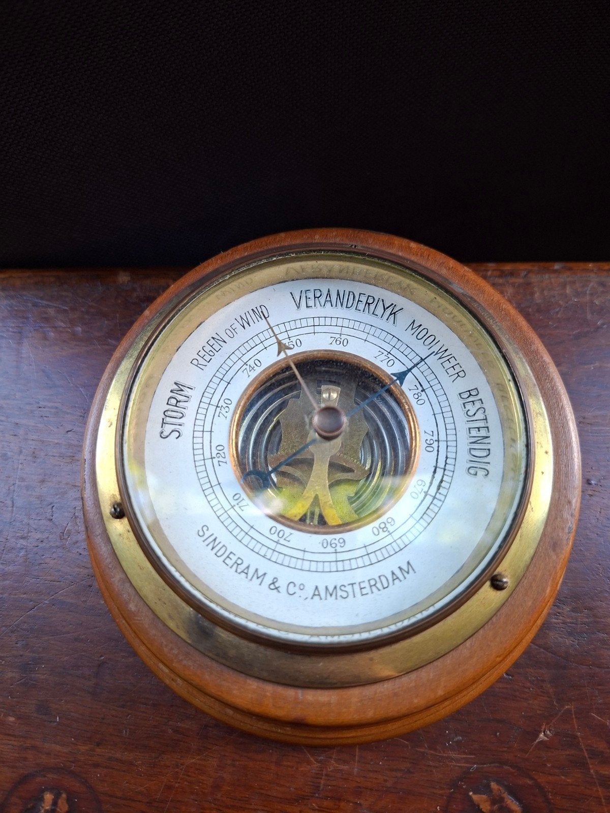 Antieke Barometer Sinderam & Co. Amsterdam, Ophalen of Verzenden, Gebruikt, Barometer
