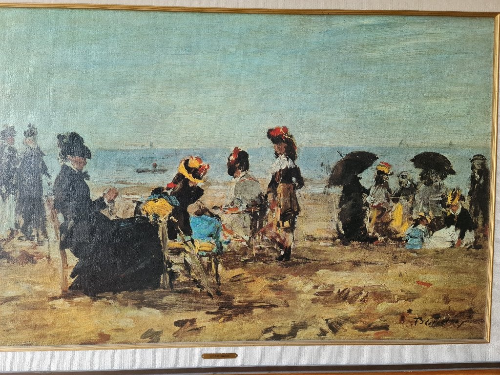 Schilderij, zeer groot - Eugene Boudin - op het strand, Antiek en Kunst, Ophalen, Handgeschilderd